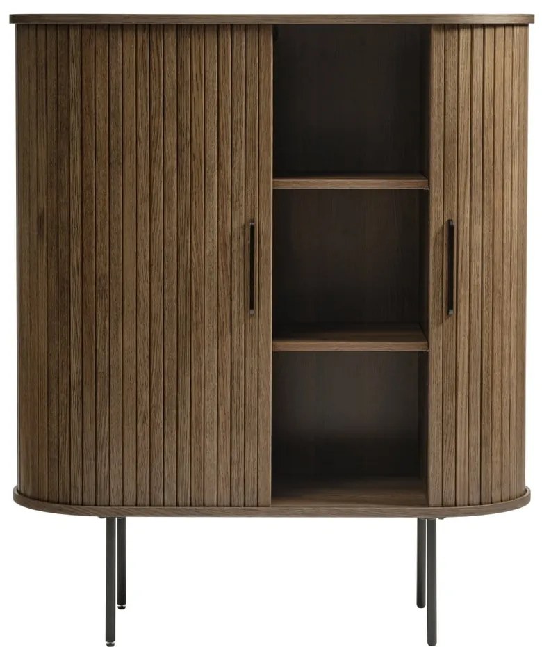 Hnedá skrinka v dekore duba s posuvnými dverami 100x118 cm Nola – Unique Furniture