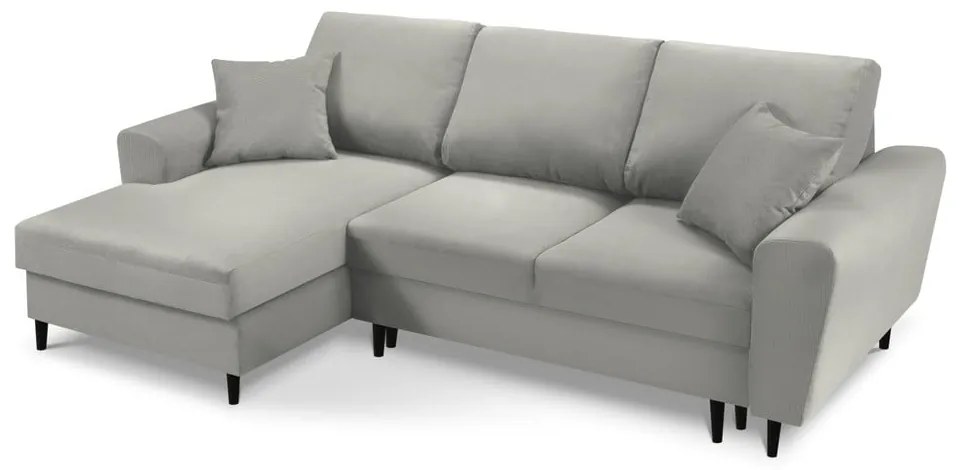 Svetlosivá menčestrová rozkladacia/s úložným priestorom rohová pohovka (ľavý roh/s leňoškou) Kyoto – Cosmopolitan Design