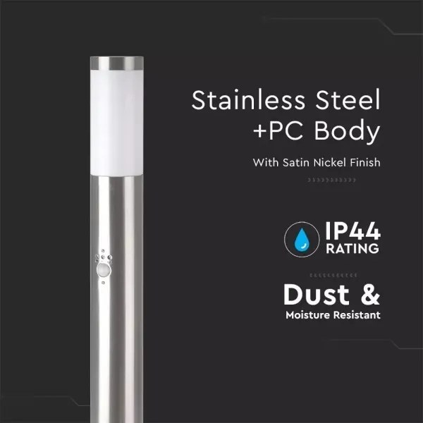 Vonkajšia lampa so senzorom 1xE27/60W/230V IP44 80cm matný chróm