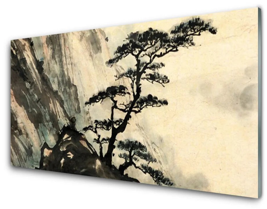 Sklenený obklad Do kuchyne Maľovaný strom umenie 100x50 cm