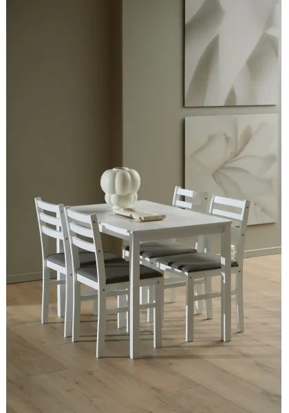 Sada jedálenského stola s 4 stoličkami EMILY, biela