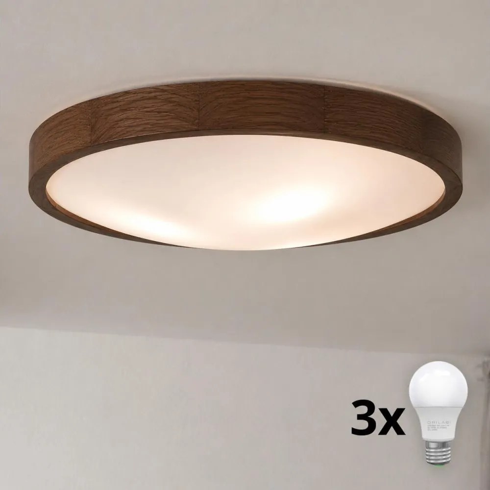 BRILAGI - LED stropné svietidlo CARVALHO SLIM 3xE27/15W/230V dub/orech priem. 47 cm