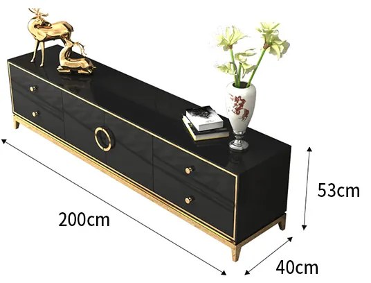 EXKLUZÍVNY TV STOLÍK LAURETTE BIELY LESK + ZLATÝ