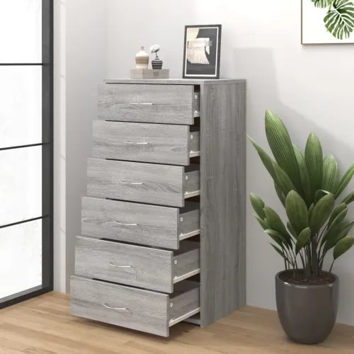 vidaXL Komoda so 6 zásuvkami sivá sonoma 50x34x96 cm spracované drevo-