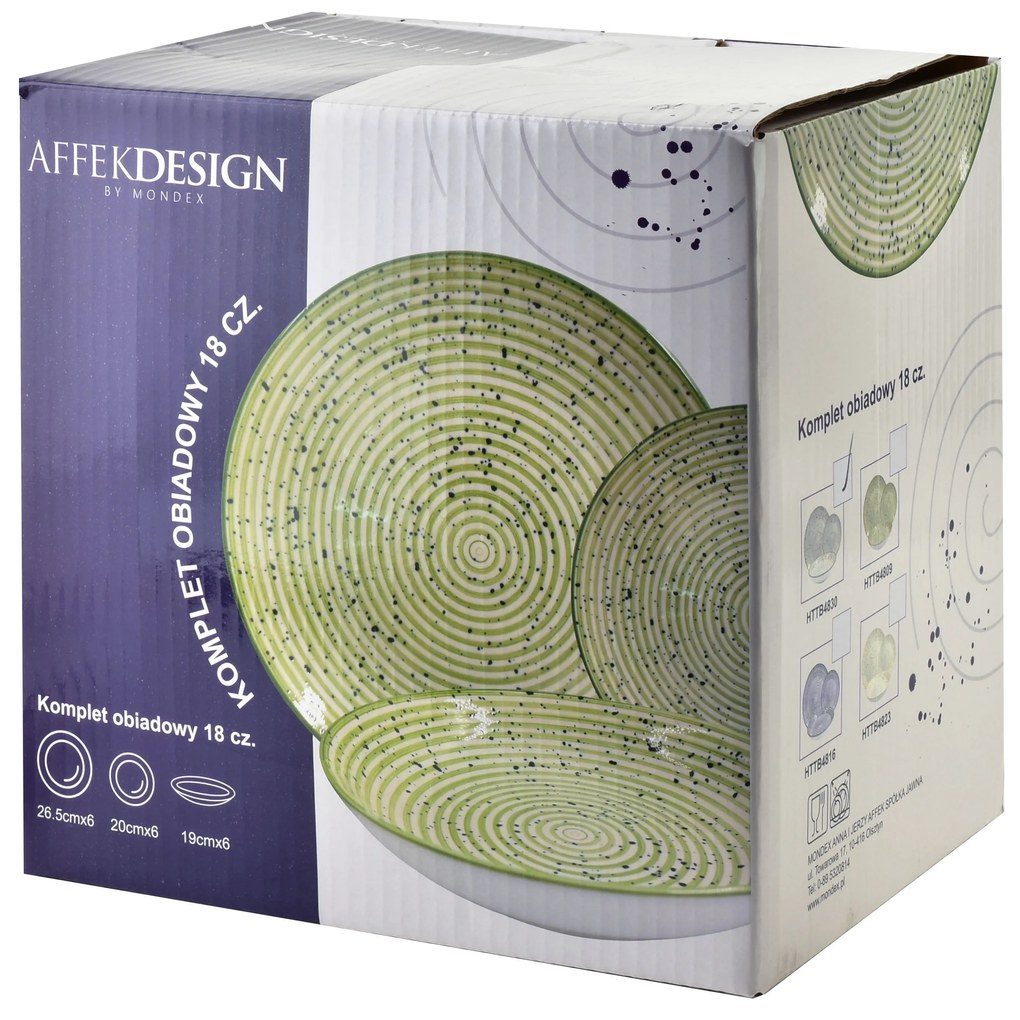 Porcelánová jedálenská súprava Stripes Green sada 18ks