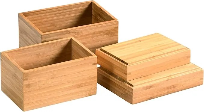 Úložný box, organizér do zásuvky, bambusová súprava 4ks SETOF4