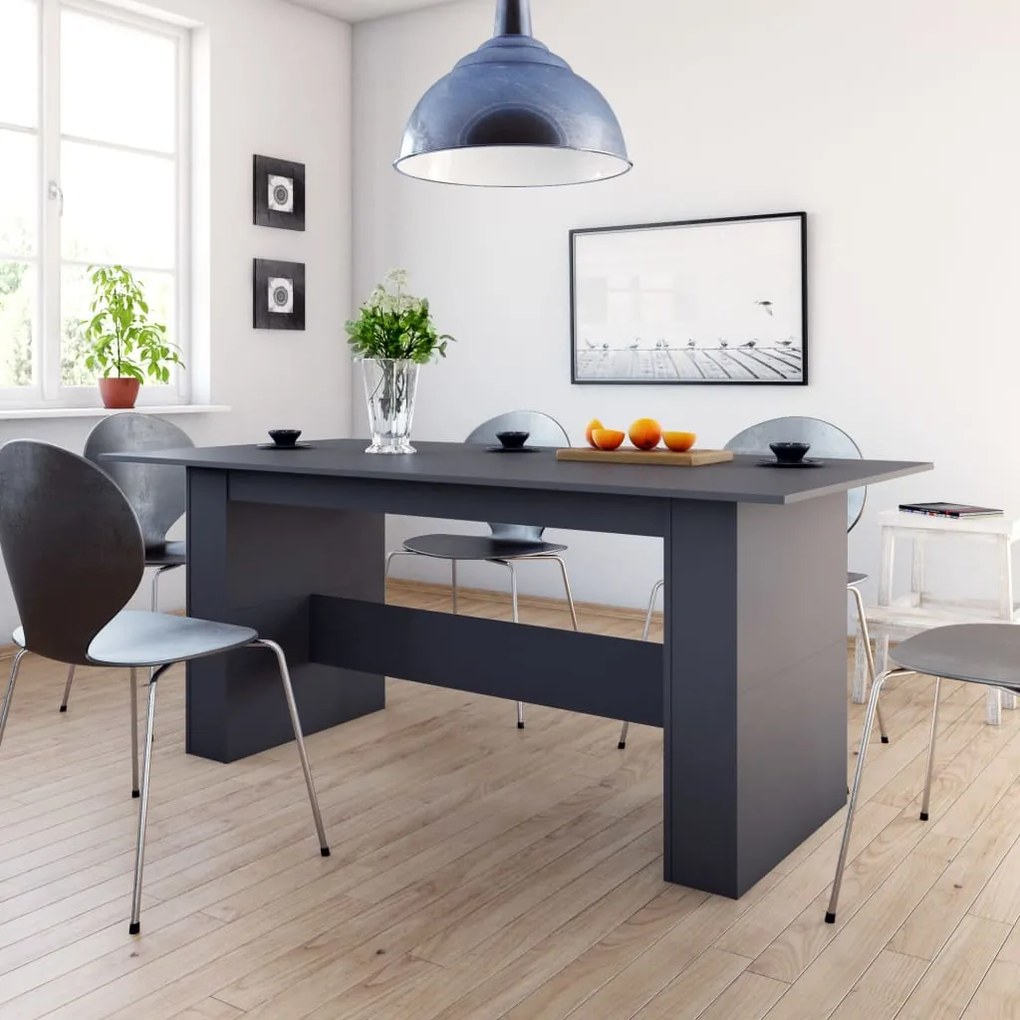 vidaXL Jedálenský stôl sivý 180x90x76 cm drevotrieska