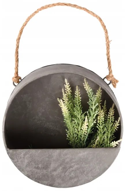 Nástenný kovový kvetináč Hykel 30 cm šedý