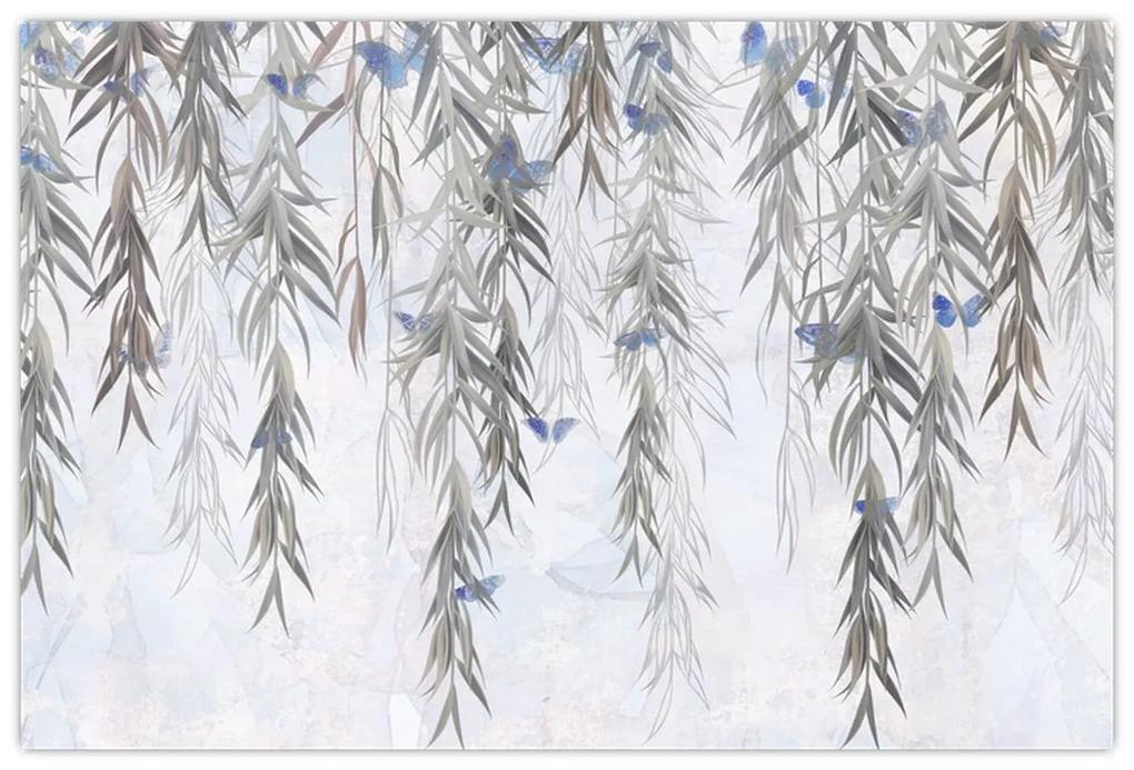 Obraz - Vŕbové vetvičky s motýľmi (90x60 cm)