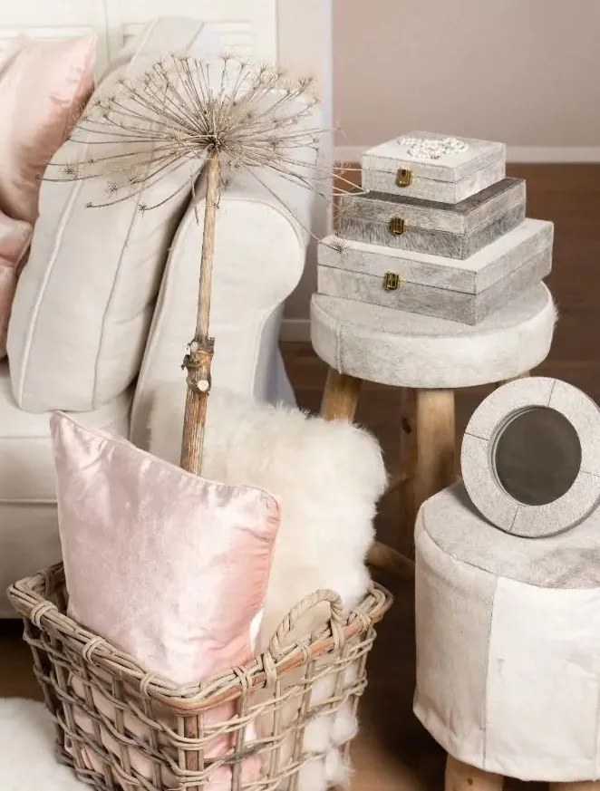 Zrkadlo Mina s opierkou a lemovaním z hovädzej kože sivej - 25 * 25cm