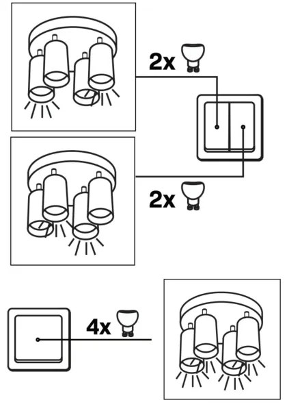Bodové svietidlo BAMBOO 4xGU10/10W/230V čierna