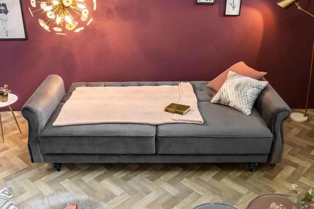 Rozkladacia pohovka MAISON 220 cm – zamatovo šedá