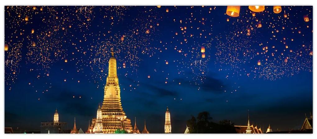 Obraz - Lampióny šťastia, Bangkok (120x50 cm)