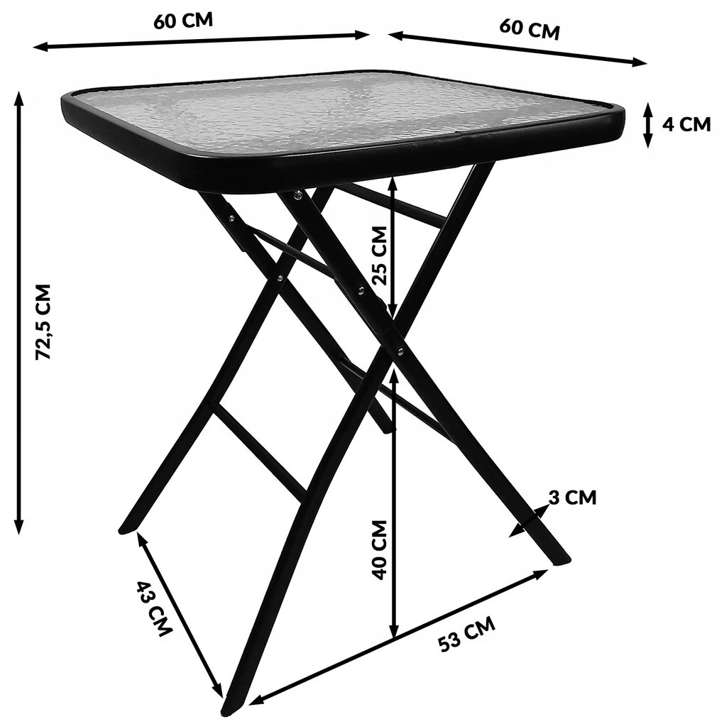 Dekorstudio Záhradný skladací stolík TASOS štvorcový - 60 cm