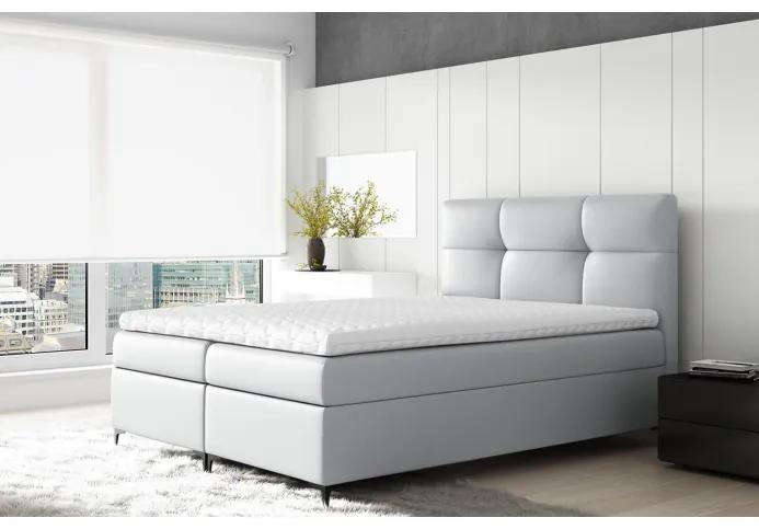 Boxspringová posteľ 200x200 BESSIE - sivá ekokoža + topper ZDARMA