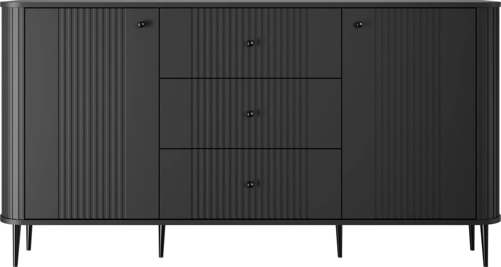 Komoda so zásuvkami Vesper 160 cm na nožičkách - čierna / čierne nohy