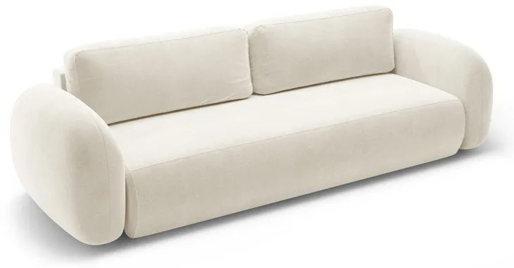 Krémovobiela zamatová rozkladacia/s úložným priestorom pohovka 262 cm Tonale – Cosmopolitan Design