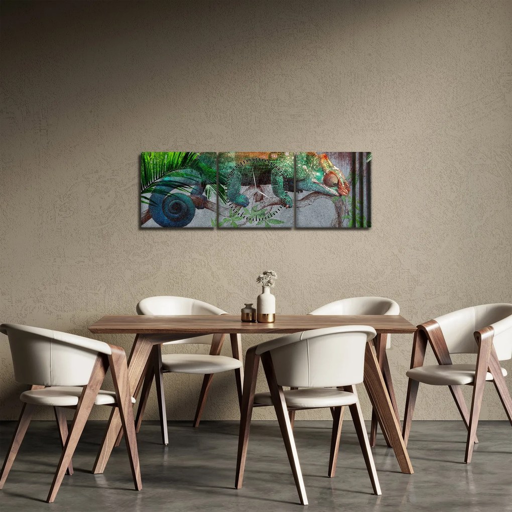 Obraz - Chameleon (s hodinami) (90x30 cm)