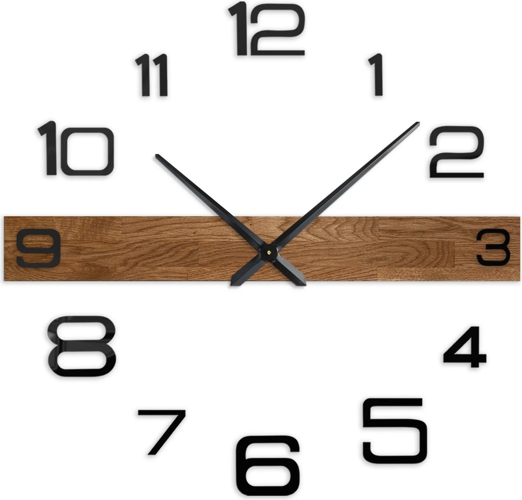Minimalistické drevené hodiny do obývačky | ROKLAKLES: Strieborné ručičky 80 cm 4652-113116 MAS023-3072-SILVER-80