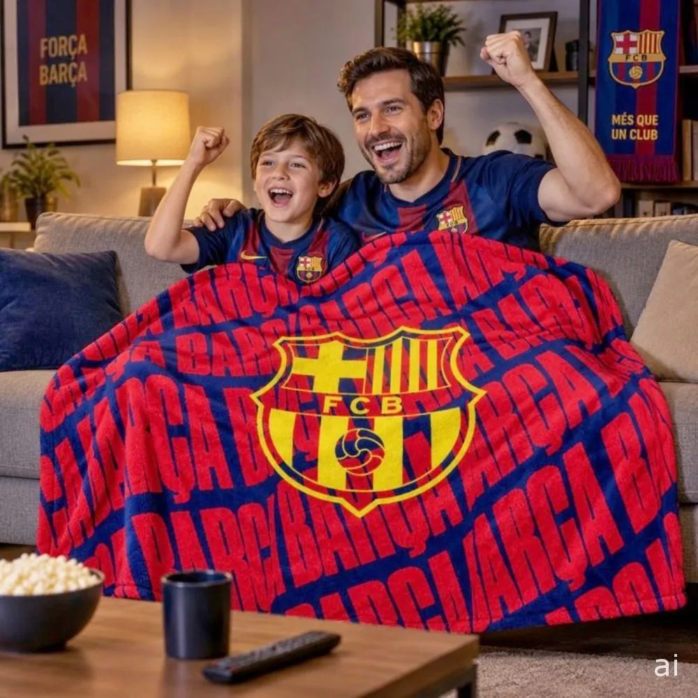 Veľká coral fleece deka FC Barcelona - 150 x 200 cm