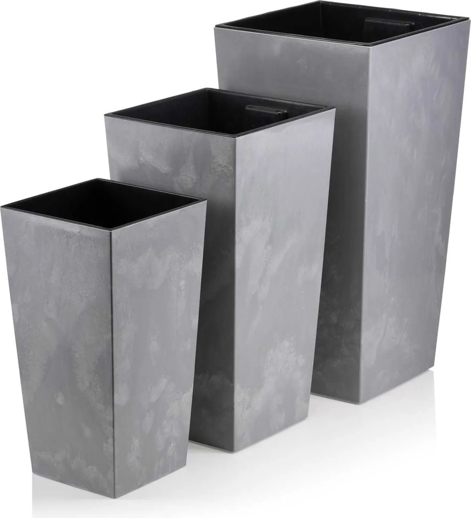 PLASTOVÝ KVETINÁČ PORTO 68X35X35 CM IMITÁCIA BETÓNU SIVÁ
