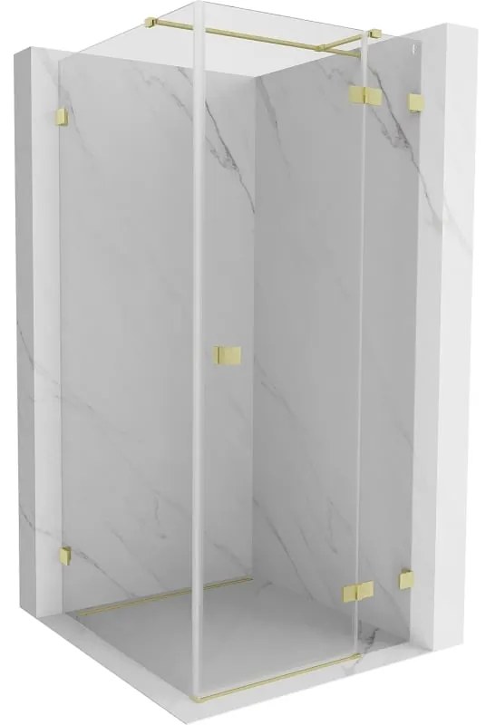 Mexen Lunar T, výklopný sprchový kút pravý 110 x 110 cm, 8mm číre sklo, zlatý kartáčovaný - 834T-110-110-55-00-P