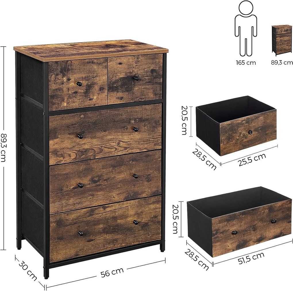 Komoda Vasagle Luxoir hnedá