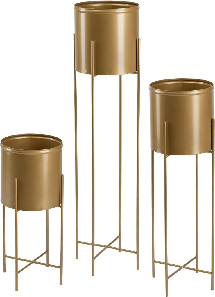 KOVOVÝ KVETINÁČ SO STOJANOM GOLDEN 95X21 CM ZLATÁ
