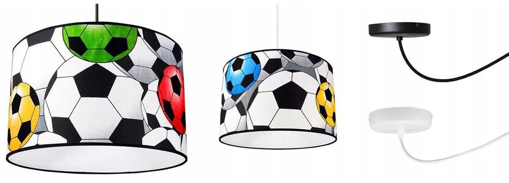 Detské závesné svietidlo Soccer Spider, 1x textilné tienidlo so vzorom, (výber z 2 farieb konštrukcie)