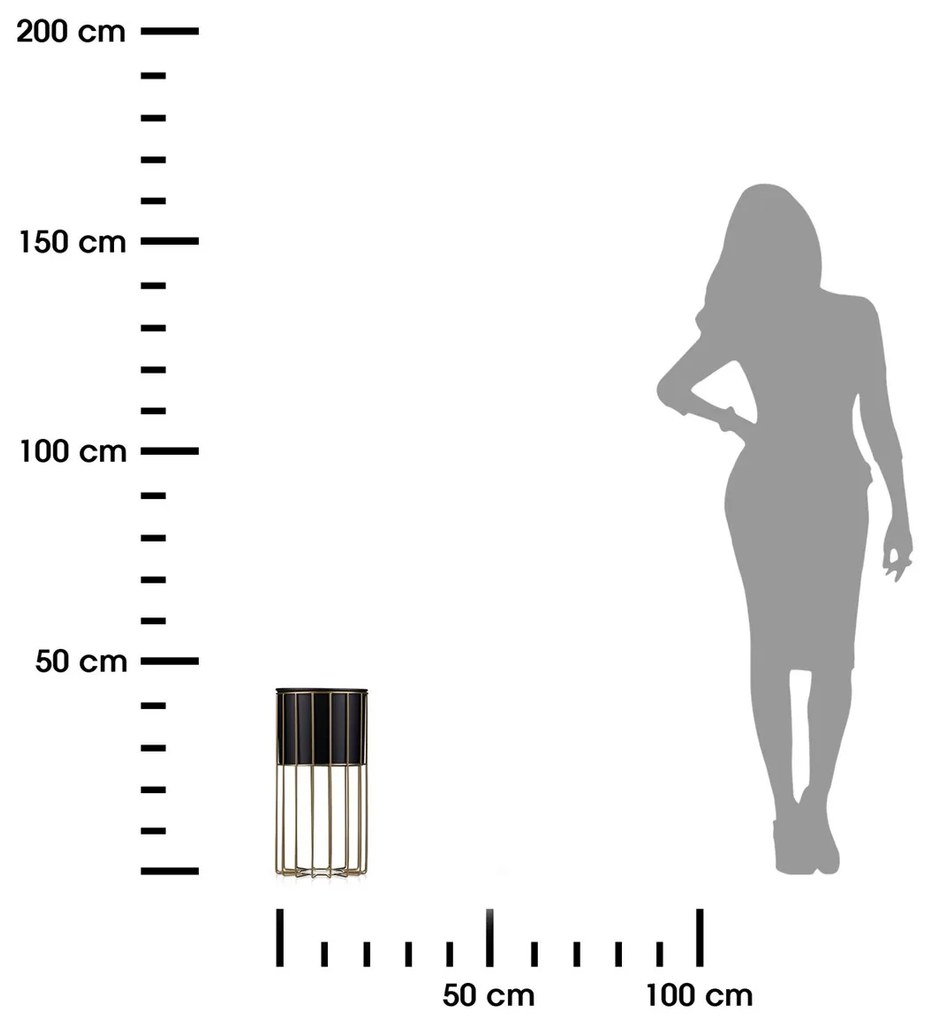 KOVOVÝ KVETINÁČ SO STOJANOM GLAM 42X20 CM ČIERNA/ZLATÁ