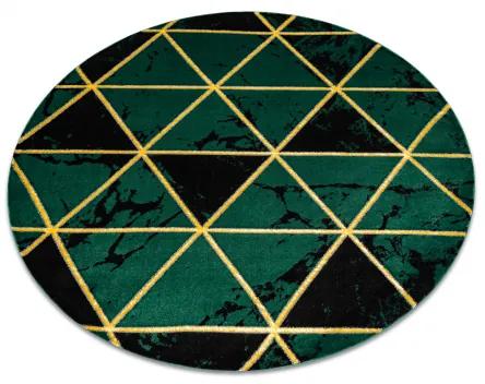 Koberec okrúhly EMERALD exkluzívne 1020 glamour, štýlový mramor, trojuholníky zelené / zlato Veľkosť: kruh 160 cm