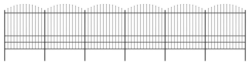 vidaXL Záhradný plot s hrotmi, oceľ (1,75-2)x10,2 m, čierny