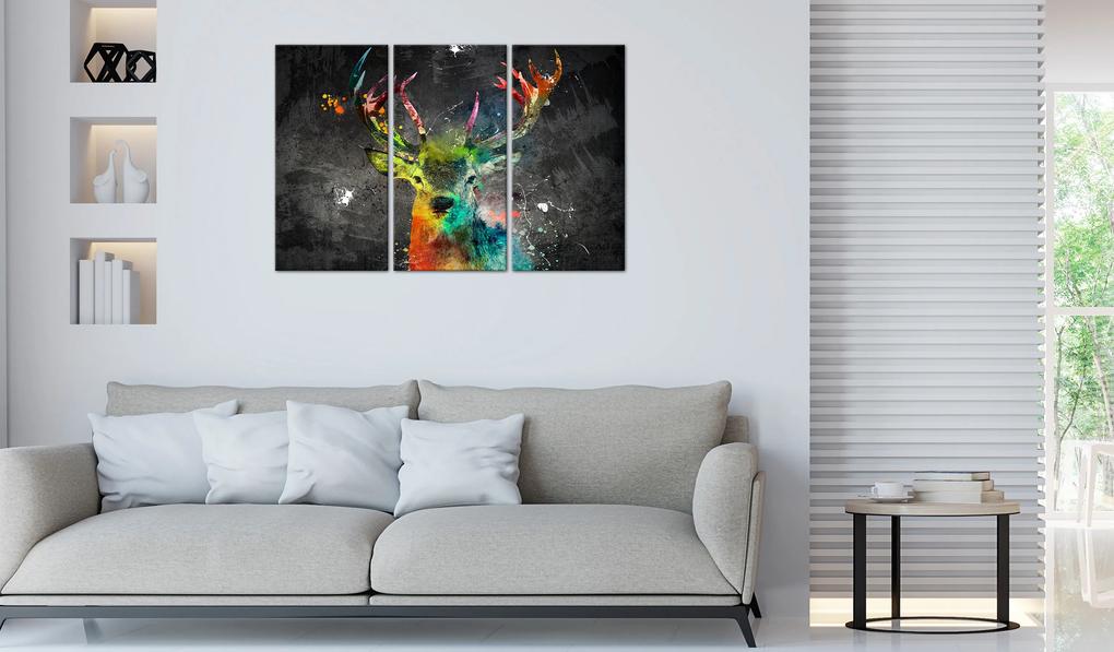 Artgeist Obraz - Rainbow Deer (3 Parts) Veľkosť: 120x80, Verzia: Na talianskom plátne