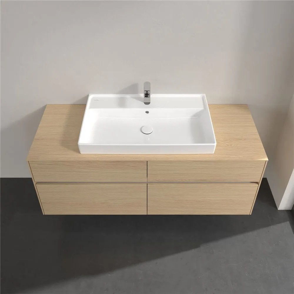 VILLEROY &amp; BOCH Collaro závesná skrinka pod umývadlo na dosku (umývadlo v strede), 4 zásuvky, 1400 x 500 x 548 mm, Nordic Oak, C08800VJ