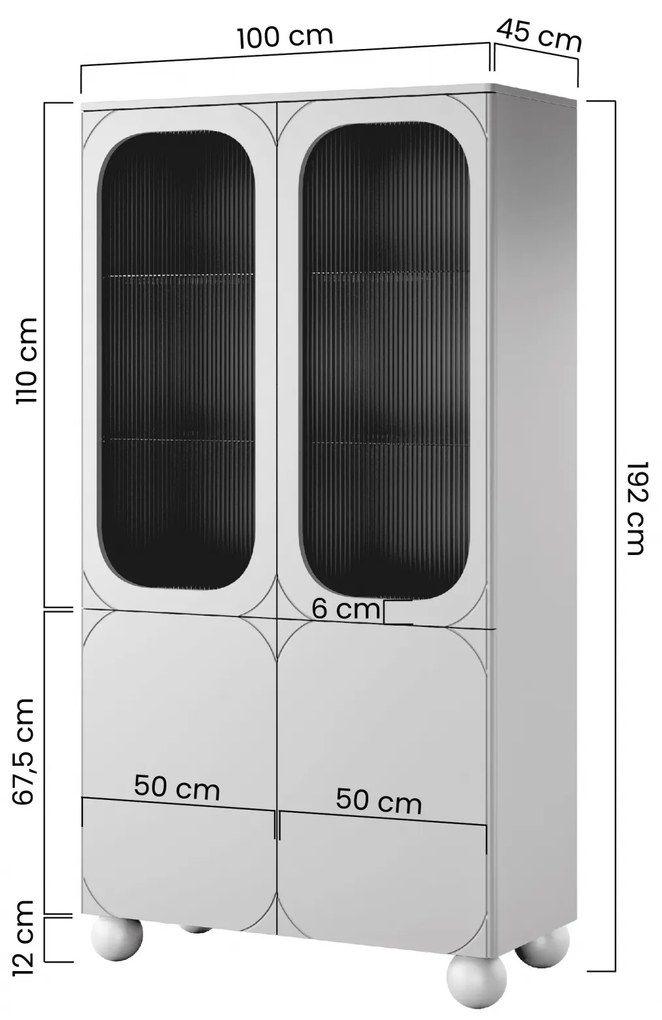 Vitrína Sonatia II do obývačky 100 cm - kašmírová