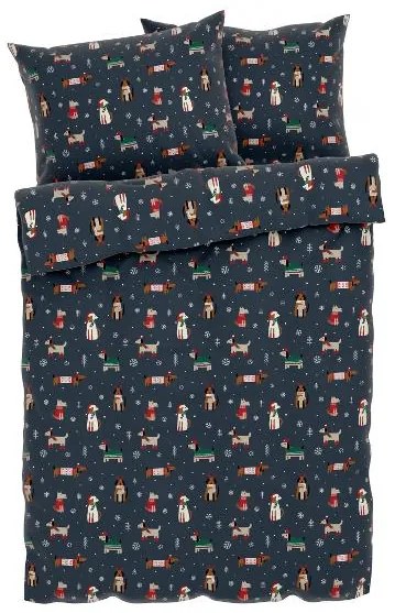 Livarno home Posteľná vianočná bielizeň z mikrovlákna, 200 x 220 cm (navy modrá) (100396369)
