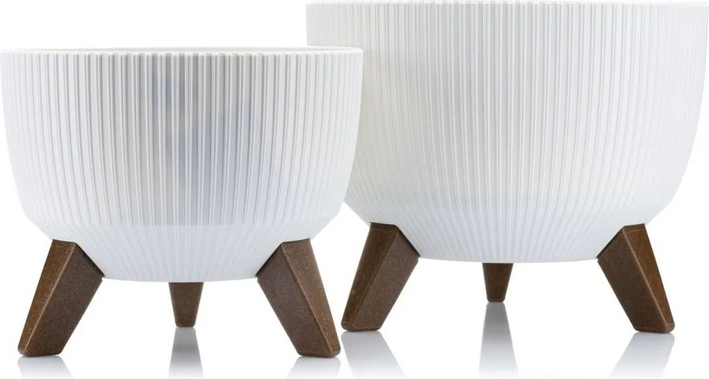 PLASTOVÝ KVETINÁČ ROSA LINEA ECO SADA 2KS 15X24,3 CM+18,3X29,2 CM BIELA