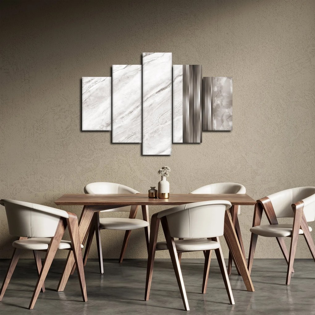 Obraz - Mramor so striebornými linkami (150x105 cm)