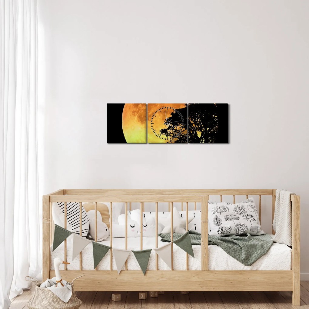 Obraz tieňov v mesačnom svetle (s hodinami) (90x30 cm)