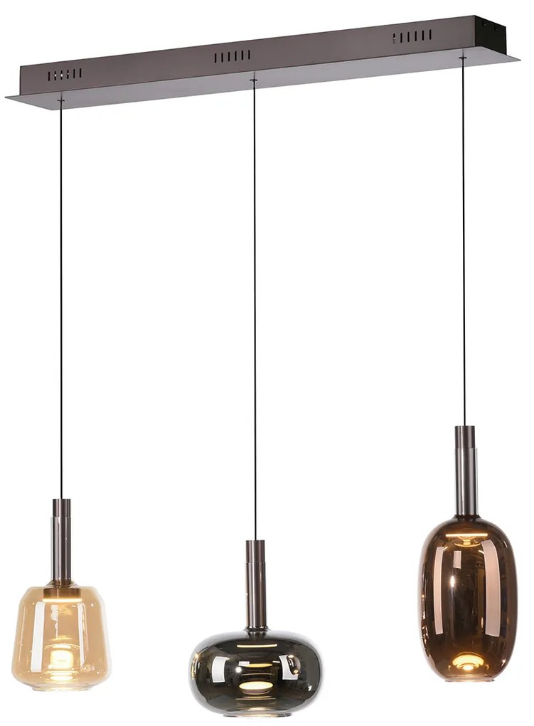 Závesná lampa čierna s viacfarebným sklom vrátane LED 3-svetiel Easylift - Irides