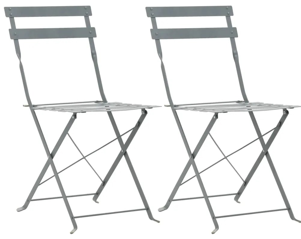 Sivý kovový 3 dielny skladací set METALLI