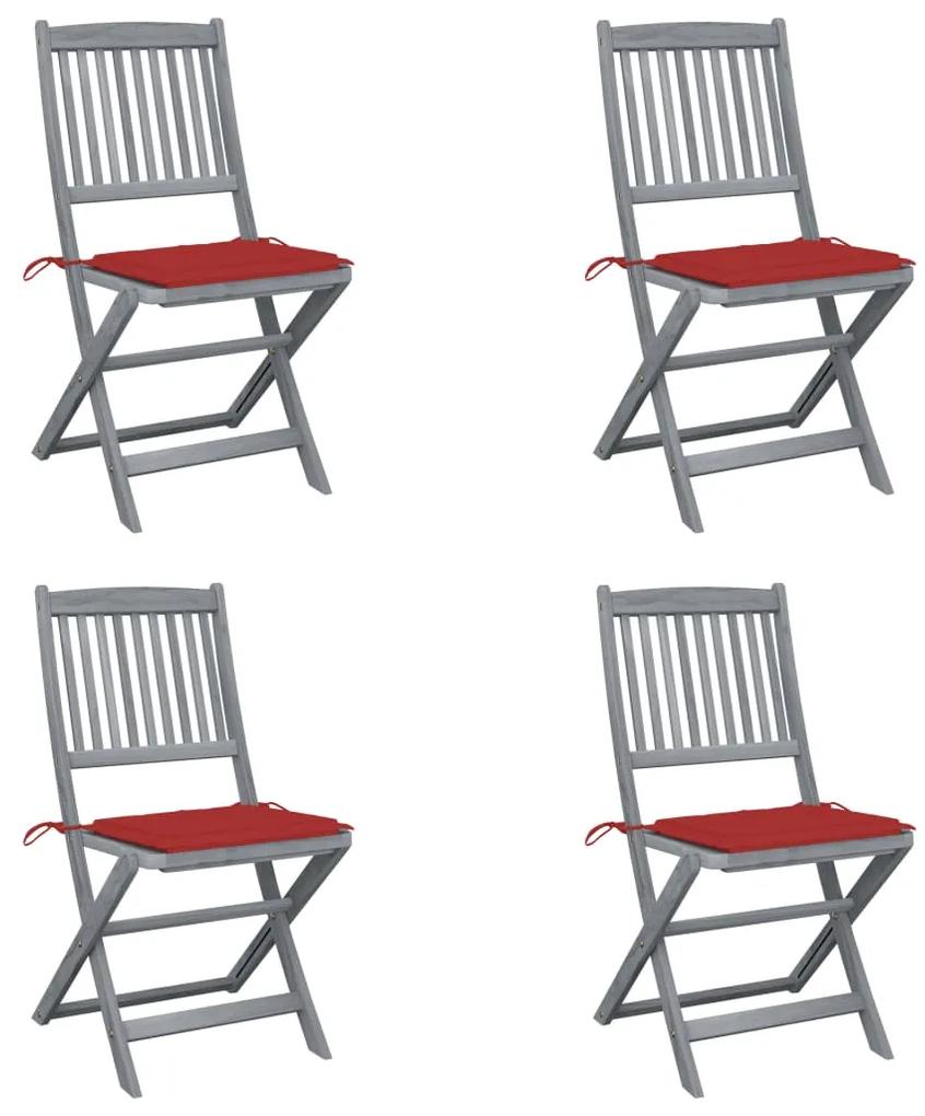 Skladacie vonkajšie stoličky s podložkami 4 ks akáciový masív 3064569