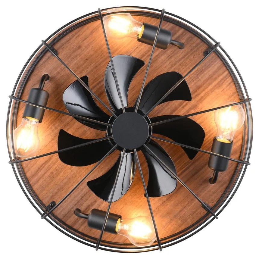 Matne čierne/hnedé stropné svietidlo na diaľkové ovládanie/s ventilátorom Trondheim – Trio
