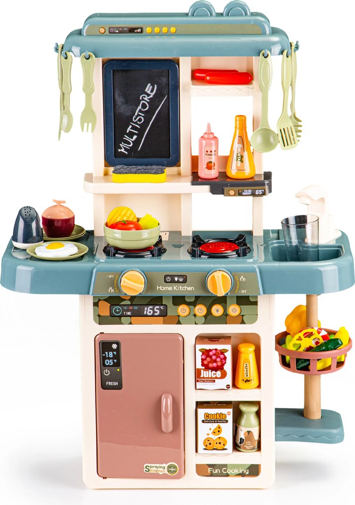 MULTISTORE Interaktívna detská kuchynka s parou a LED, 46 dielov