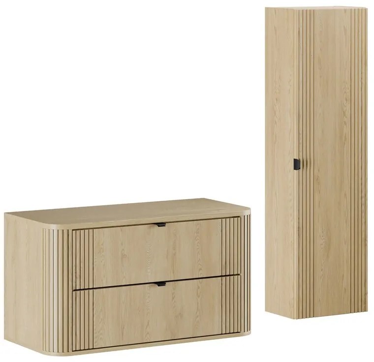Kúpeľňová zostava Ovalia so skrinkami 100 cm dub Cremona