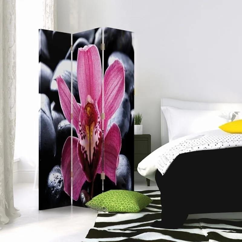 Ozdobný paraván Zen Flower Pink - 110x170 cm, trojdielny, obojstranný paraván 360°