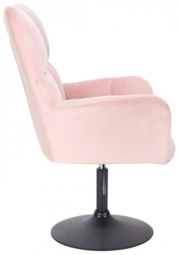 LuxuryForm DESIGN Otočné kreslo AURORA VELUR na čiernom tanieri - svetlo ružové