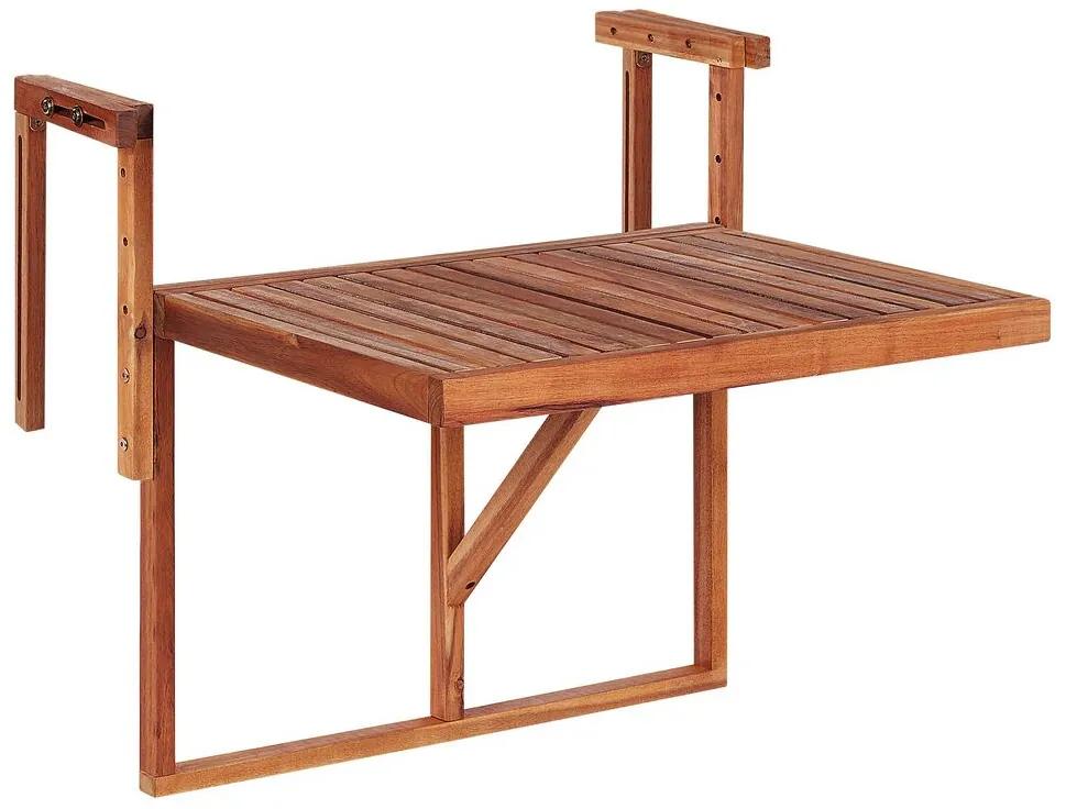 Akáciový balkónový závesný stôl 60 x 40 cm tmavý drevený UDINE Beliani