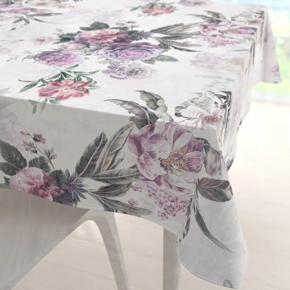 Biante Dekoračný štvorcový obrus BM-009 Veľké fialové kvety 120x120 cm