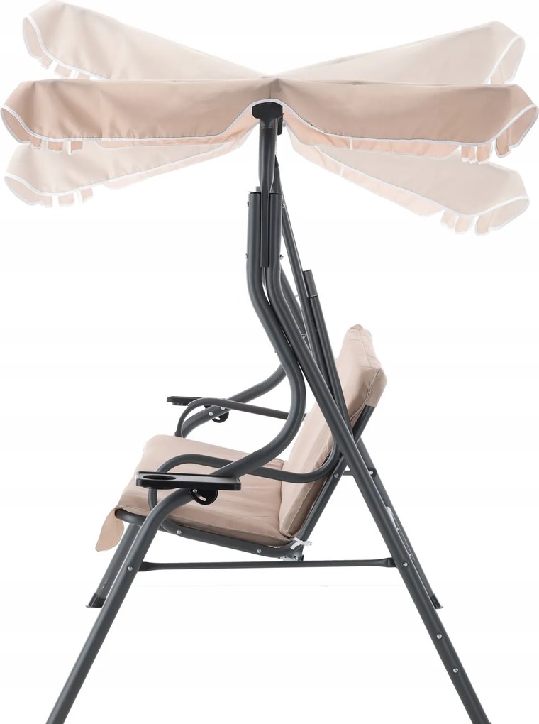 Garden Line ZÁHRADNÁ HOJDAČKA 170 x 110 x 153 CM TMAVOBÉŽOVÁ BEZ OPIERKY NA NOHY. S DRŽIAKMI NA POHÁRE